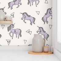 unicorns // unicorn pastel lavender off-white background girls sweet unicorn fabric