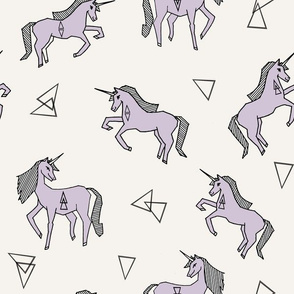 unicorns // unicorn pastel lavender off-white background girls sweet unicorn fabric