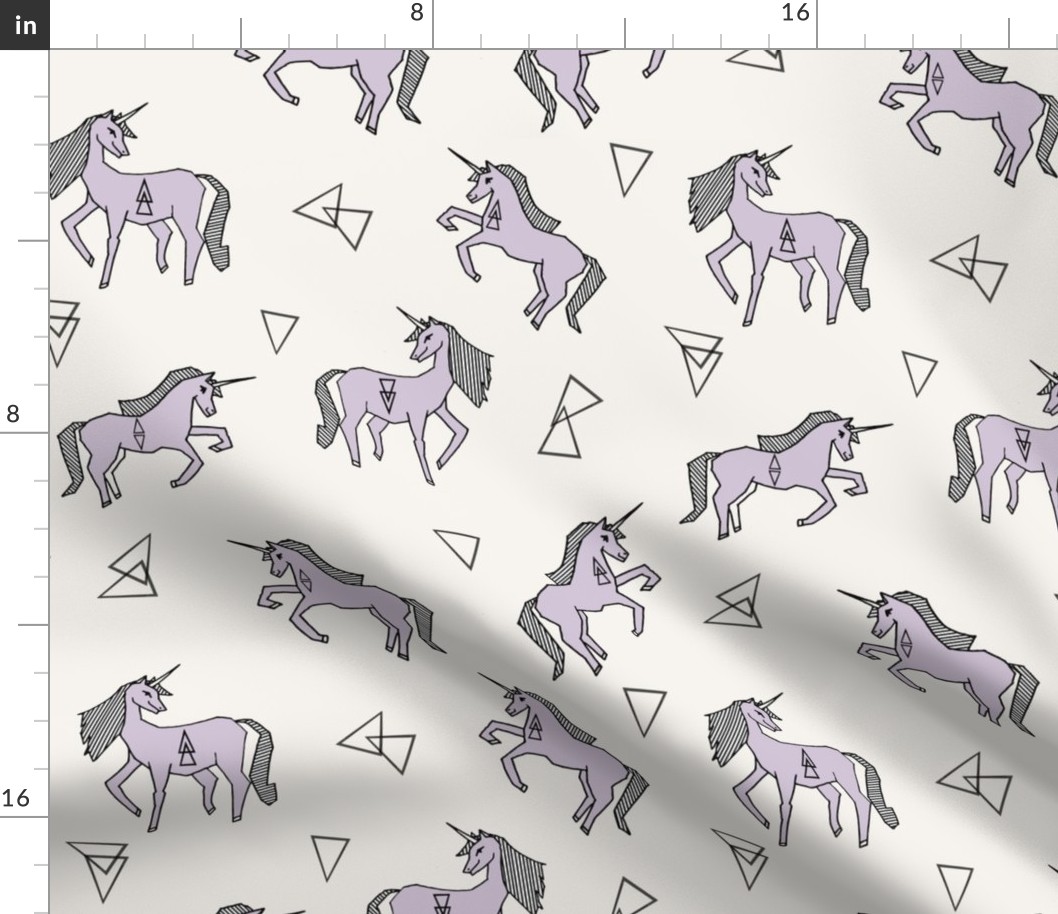 unicorns // unicorn pastel lavender off-white background girls sweet unicorn fabric