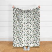 Australian Botanical Protea Wattle Robin on White // large