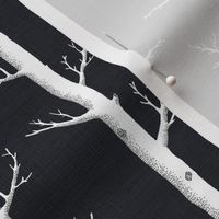 White Birch Forest on Soot Black Linen