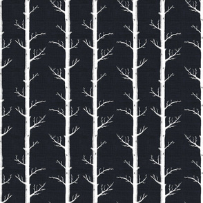 White Birch Forest on Soot Black Linen