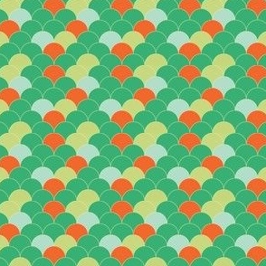 Colourful Scales  || Orange, Blue and Green Scallop Print  by Sarah Price