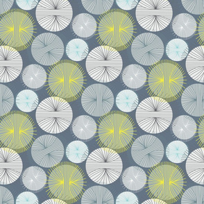 Circles and Lines on Dark Grey Blue