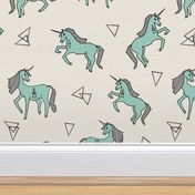 unicorn // mint cute girls sweet mint unicorn fabric 