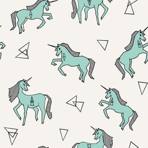 unicorn // mint cute girls sweet mint unicorn fabric 