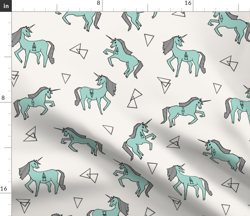 unicorn // mint cute girls sweet mint unicorn fabric 