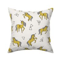 unicorns // unicorn mustard yellow cute girls unicorn fabric sweet girls 