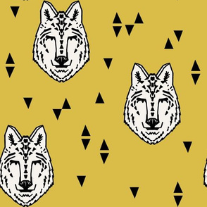 wolf //  mustard yellow  boys animals cute woodland forest coyote wolves lone wolf