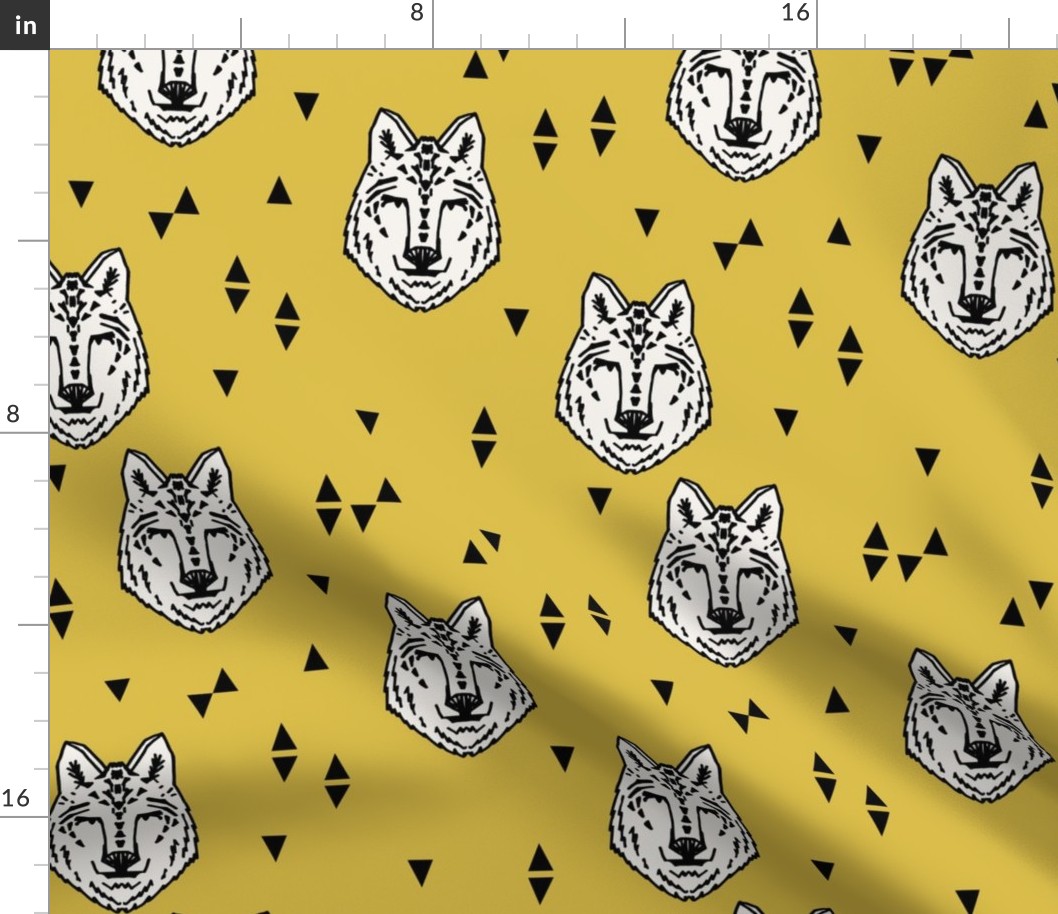 wolf //  mustard yellow  boys animals cute woodland forest coyote wolves lone wolf