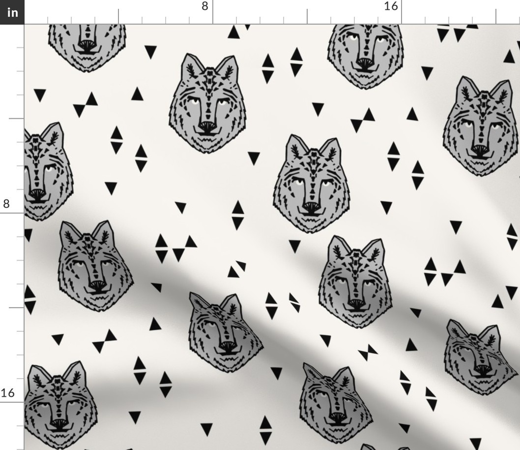 wolf // grey on cream wolves kids boys wolf face animals animal head cute animal design for boys