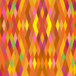 Orange Multicolor Harlequin Geometric