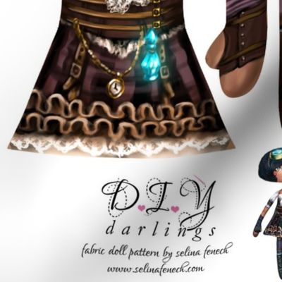 Cut and sew doll pattern - Steampunk Princess