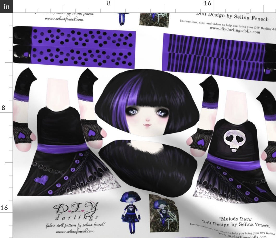 Cut and sew doll pattern - Melody Dark