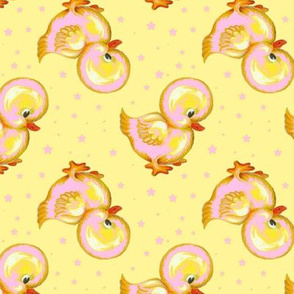 pink/yellow Baby Rubber Duckies n Stars duck