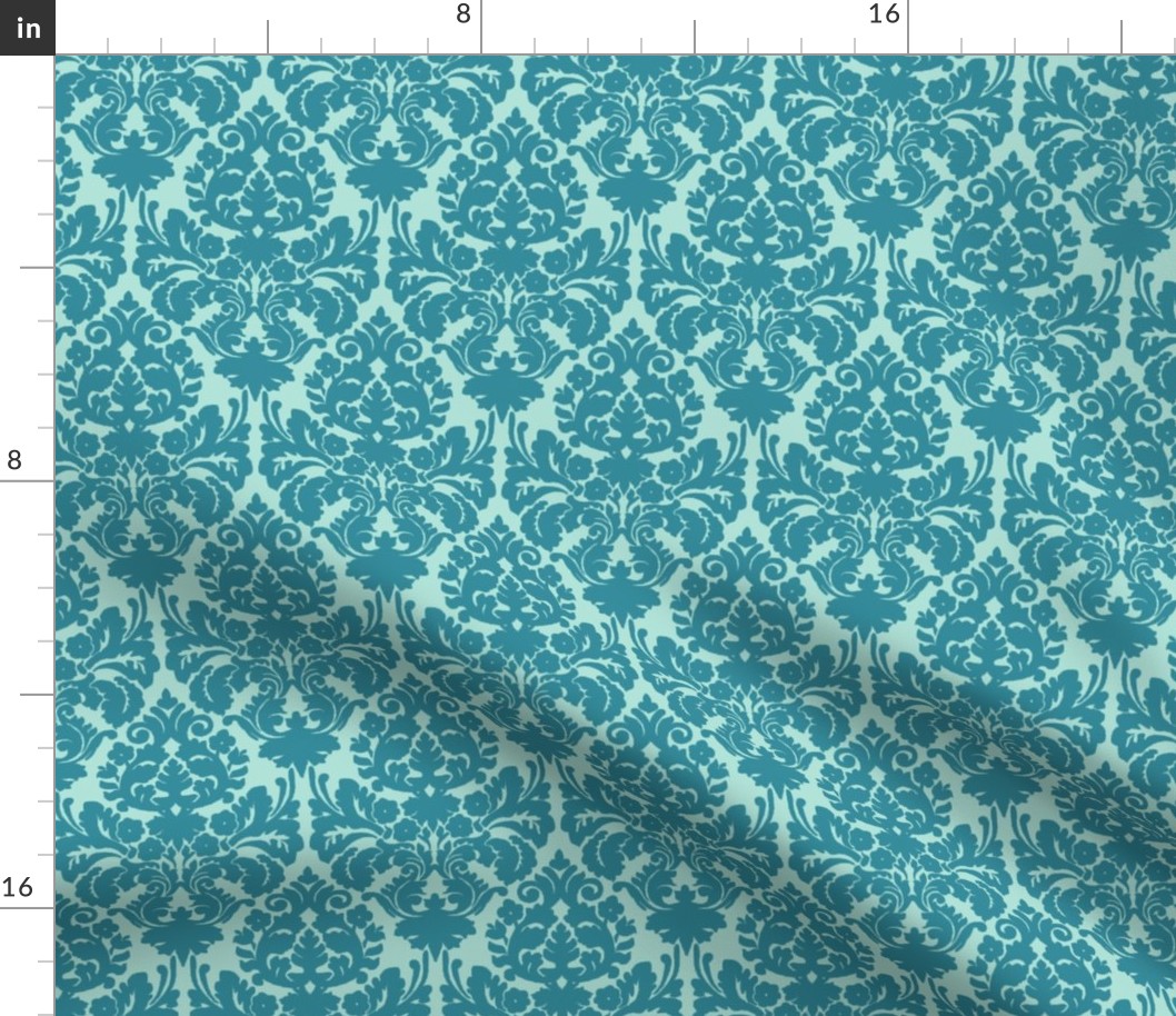 floral damask teal