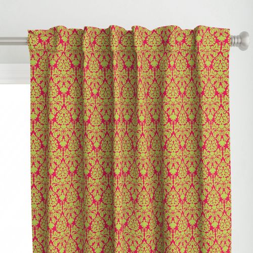 Celandine Morris Collection  by peacoquettedesigns Victorian Damask Curtain Panel Floral Pale Green Custom Curtain Panel by Spoonflower