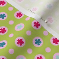 Ditsy dotty flowers green