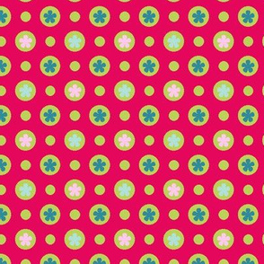 Ditsy dotty flowers red