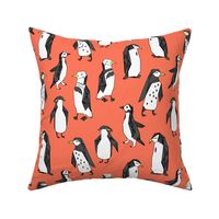 penguins // light orange penguin pingu bird birds kids nursery antarctic 