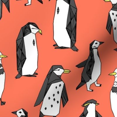 penguins // light orange penguin pingu bird birds kids nursery antarctic 