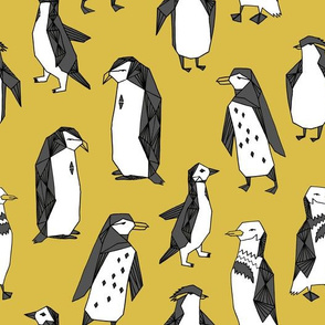 penguins // mustard penguin yellow penguin bird birds antarctic nursery baby kids winter