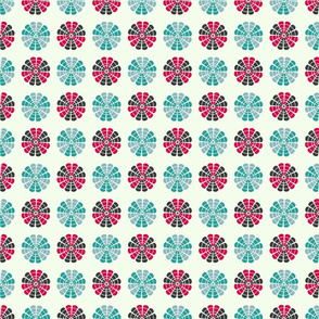 red and blue retro flowers
