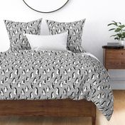 penguins fabric // grey penguin winter bird birds nursery baby grey kids 