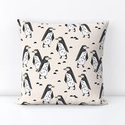 penguins // champagne cream birds bird penguin black and cream kids