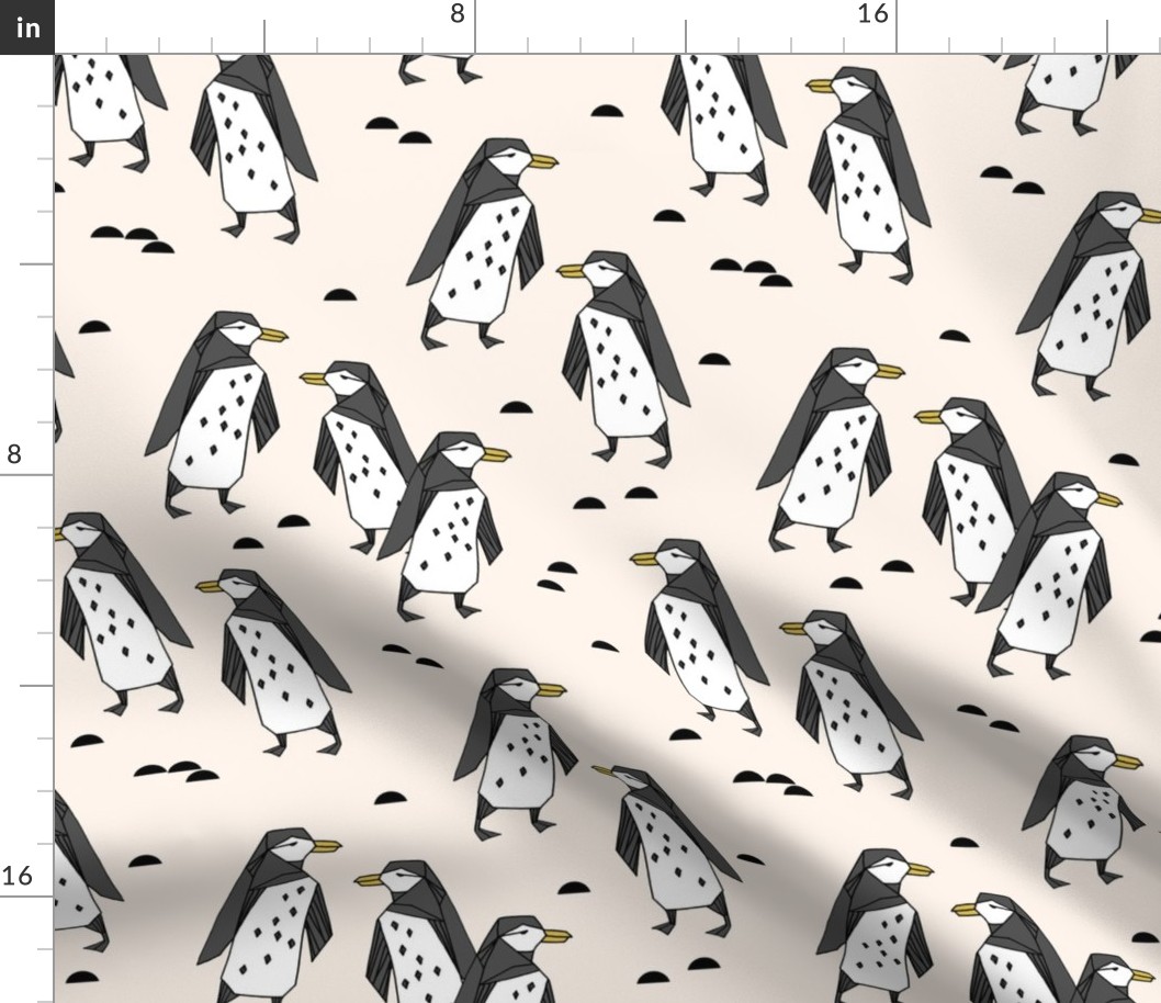 penguins // champagne cream birds bird penguin black and cream kids