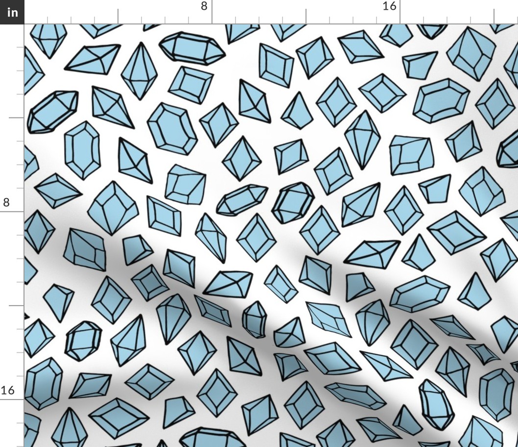 crystals // pastel blue gemstones gem fabric cute geodes fabric