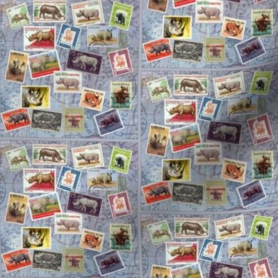 Rhino Postage Stamp Collage