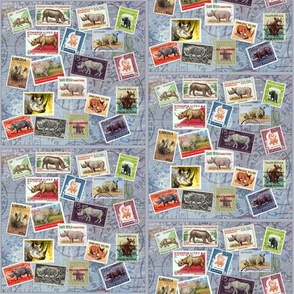 Rhino Postage Stamp Collage