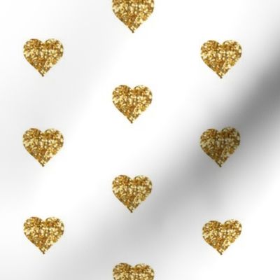 Small Hearts in Gold Glitter