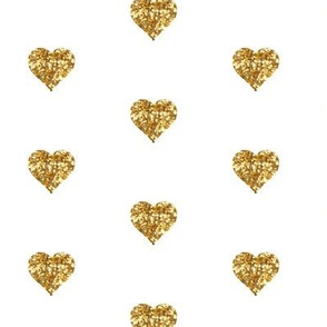 Small Hearts in Gold Glitter