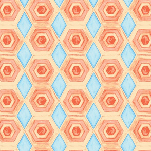 warm orange and cool blue tile 