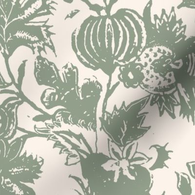 Chintz  TOILE_green moss jacobean