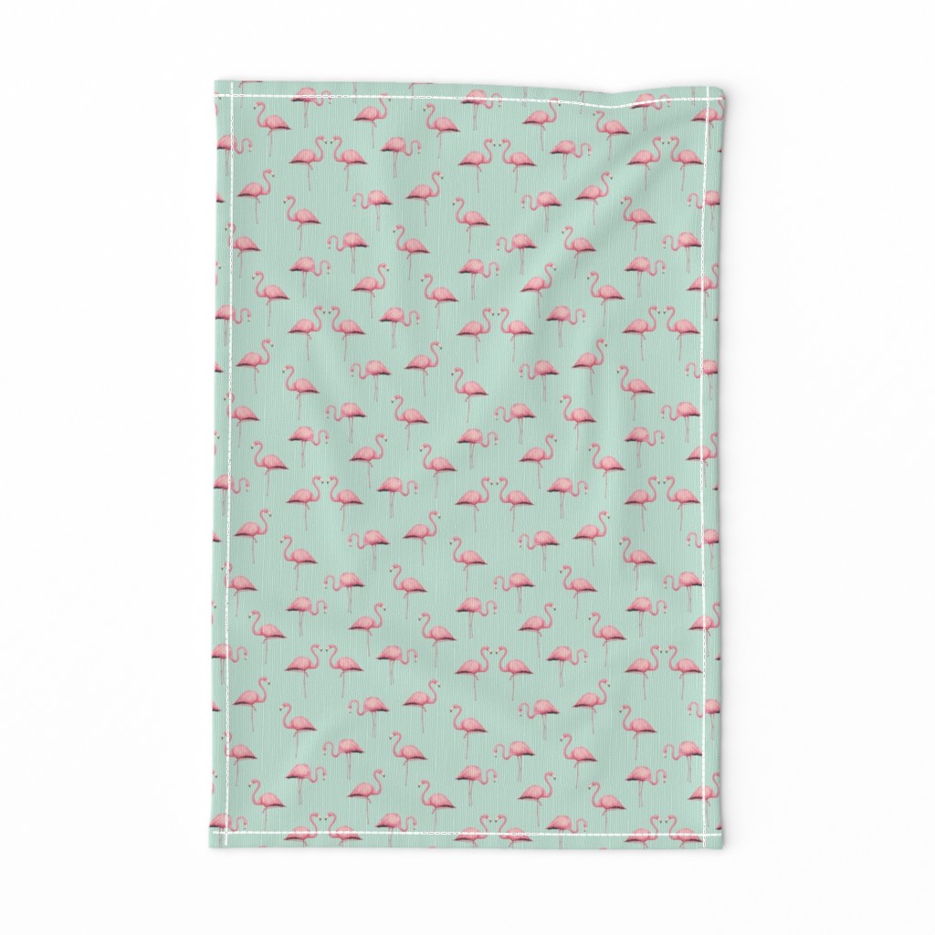 Pink Flamingo Flock on Mint