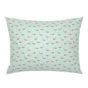 Pink Flamingo Flock on Mint