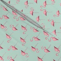 Pink Flamingo Flock on Mint