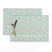 Pink Flamingo Flock on Mint