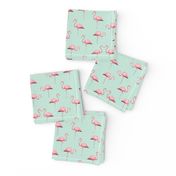 Pink Flamingo Flock on Mint