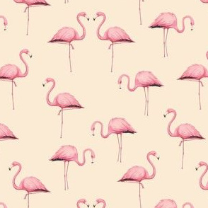 Pink Flamingo Flock on Peach