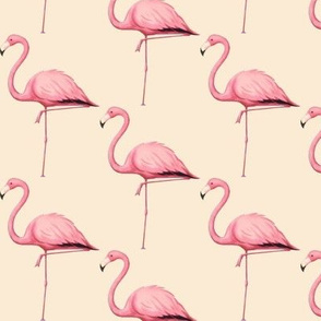 Single Flamingo on Peach