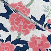 Paeonia in Pink and Navy