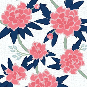 Paeonia in Pink and Navy