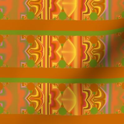 Orange and Green Patterned Stripe