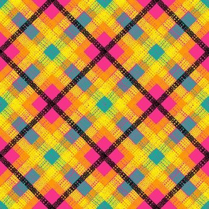 GoBaggery Whimsicle Tartan - Pink/Yellow/Orange/Turquoise/Black