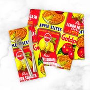  vintage retro kitsch advertisements banners posters apples pies slices lemons squash cordial auckland new zealand innes goldpack