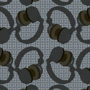 black headphones on grey